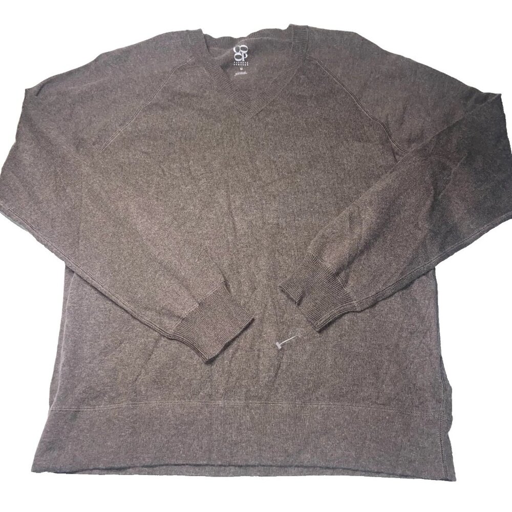 BARNEYS NEW YORK COOP M COTTON/CASHMERE SWEATER BROWN V-NECK